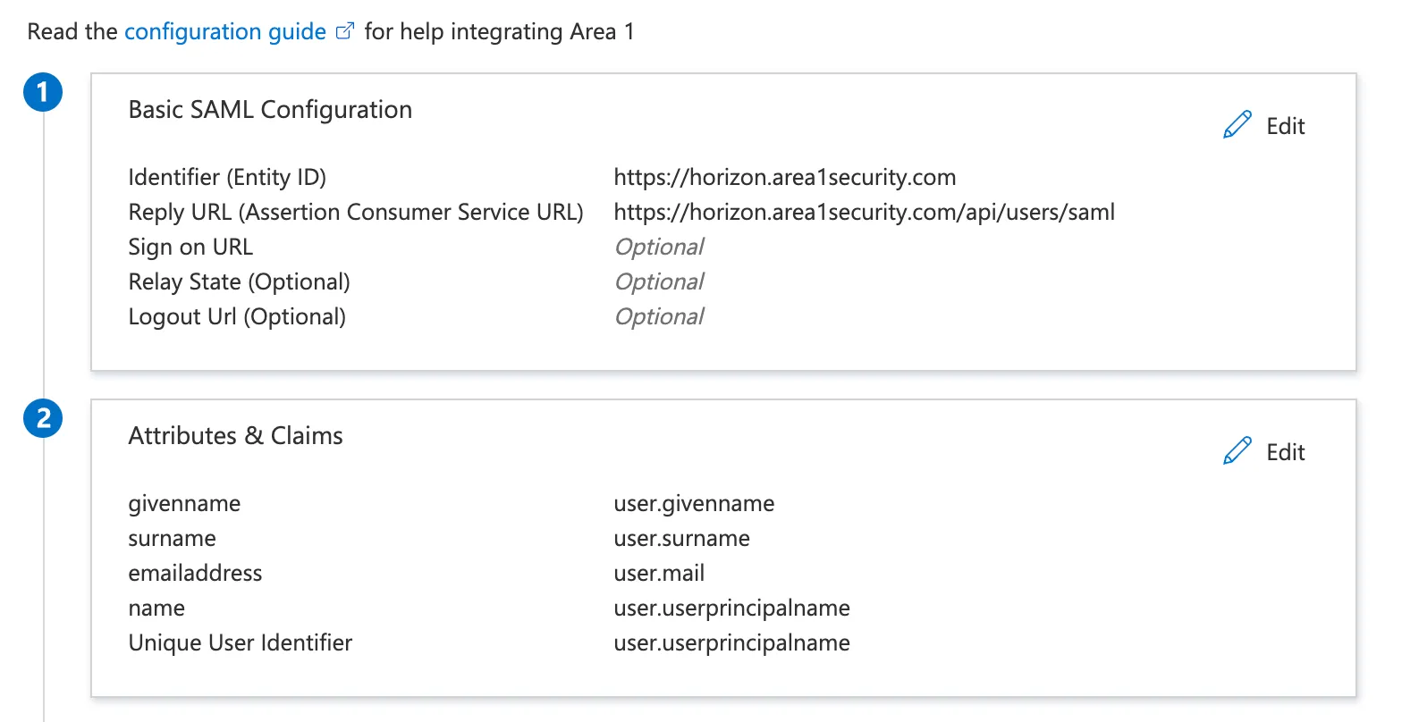 Your Azure configuration should be similar to this one