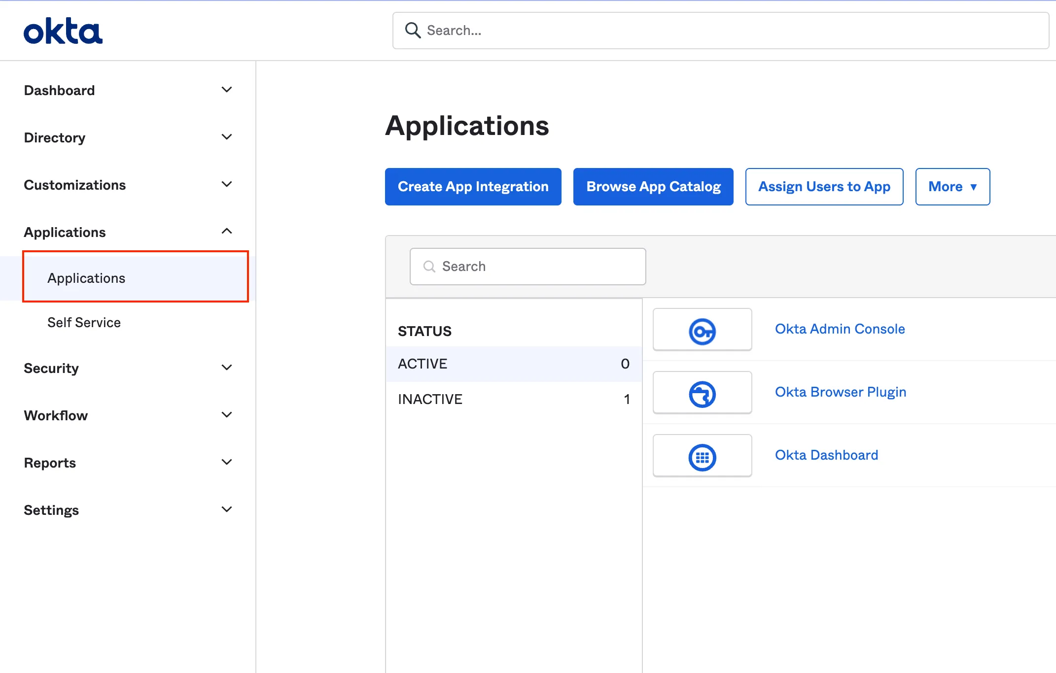 Go to Applications in your Okta Admin console